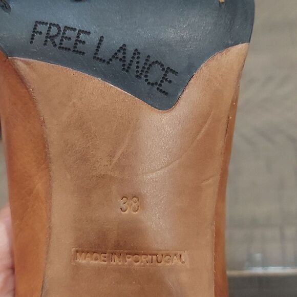 Free Lance Tan Leather Laceless Heeled Oxford Sz 38 - Picture 9 of 12